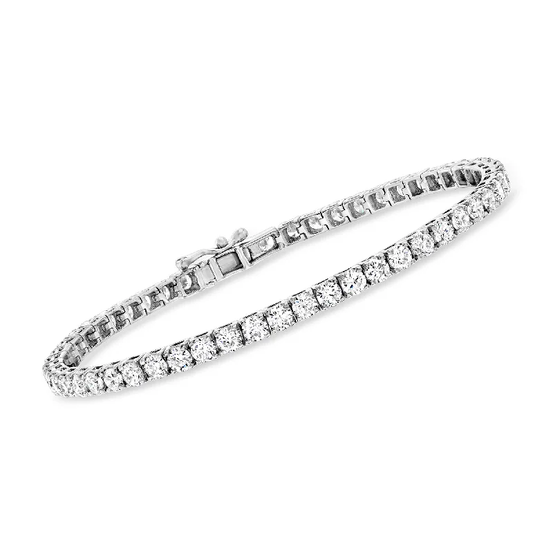 trendy bangles for women -Ross-Simons Lab-Grown Diamond Tennis Bracelet in 14kt White Gold