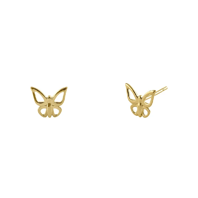 affordable earrings for women -gold stud earrings for women -Solid 14K Yellow Gold Graceful Butterfly Earrings