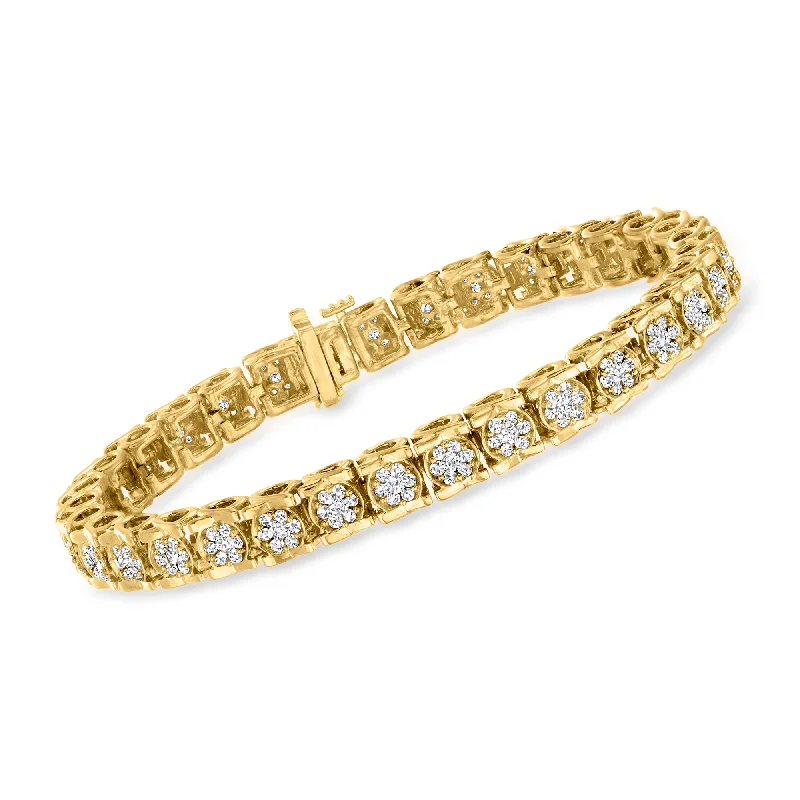 fashion bangles and bracelets -Ross-Simons Diamond Tennis Bracelet in 18kt Gold Over Sterling