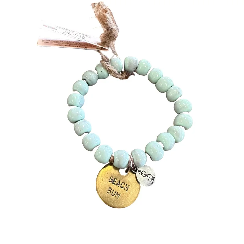 stylish bangles for women -Women's Beach Bum Inspirational Charm Bracelet In Aqua