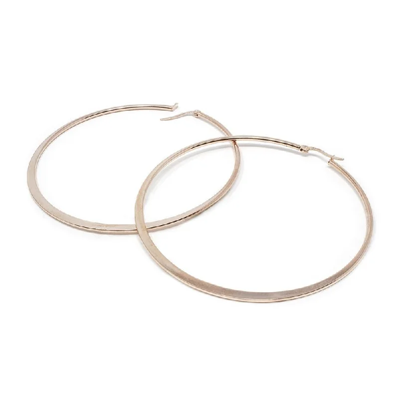 silver earrings for women -diamond earrings for women -Stainless Steel 70MM Flat Hoop Earrings Rose Gold Plated