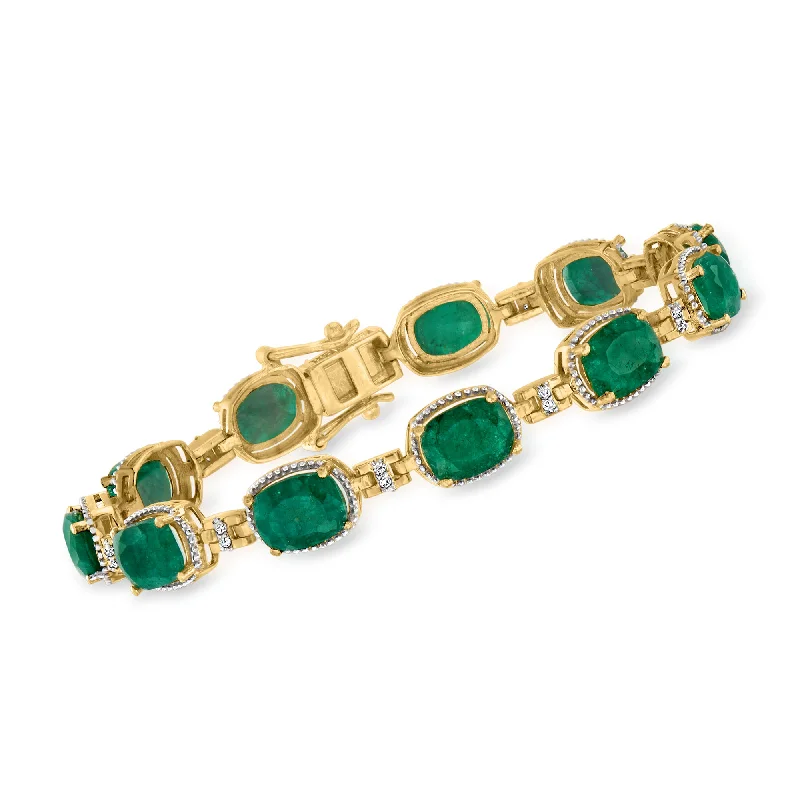 fashion bangles and bracelets -Ross-Simons Emerald and . Diamond Bracelet in 18kt Gold Over Sterling