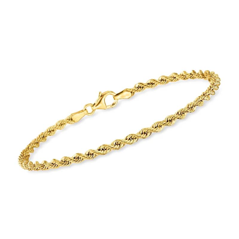 stylish cuff bracelets for women -Ross-Simons Italian 2.7mm 18kt Yellow Gold Rope-Chain Bracelet