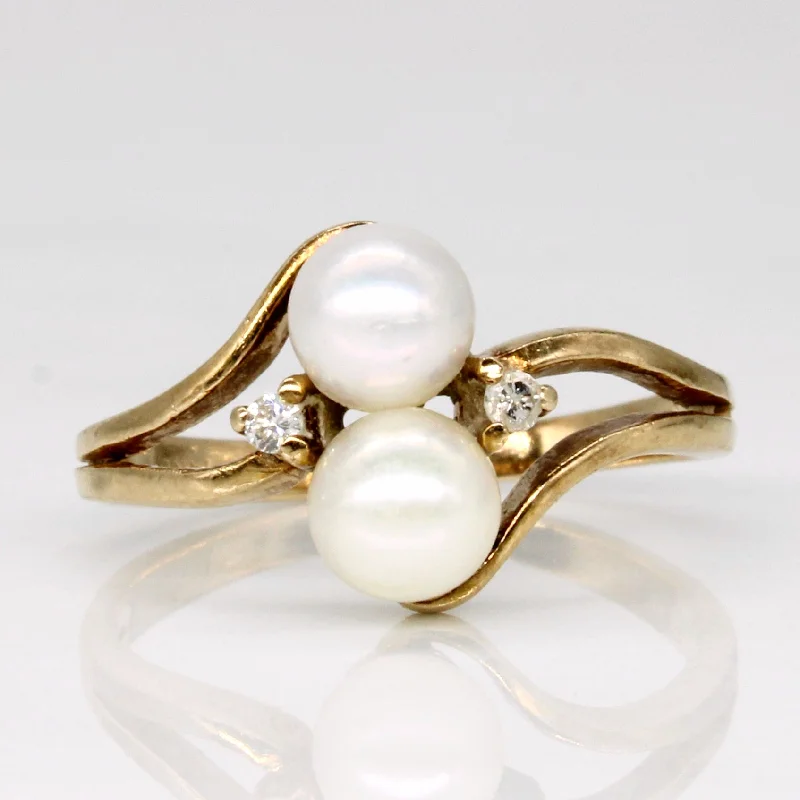 luxury rings with sapphires -Pearl & Bypass Ring | 0.04ctw | SZ 5 |