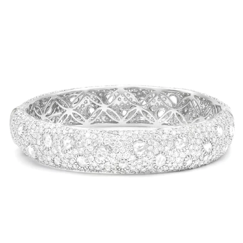 adjustable bangles for women -18 kt white gold diamond pave bangle