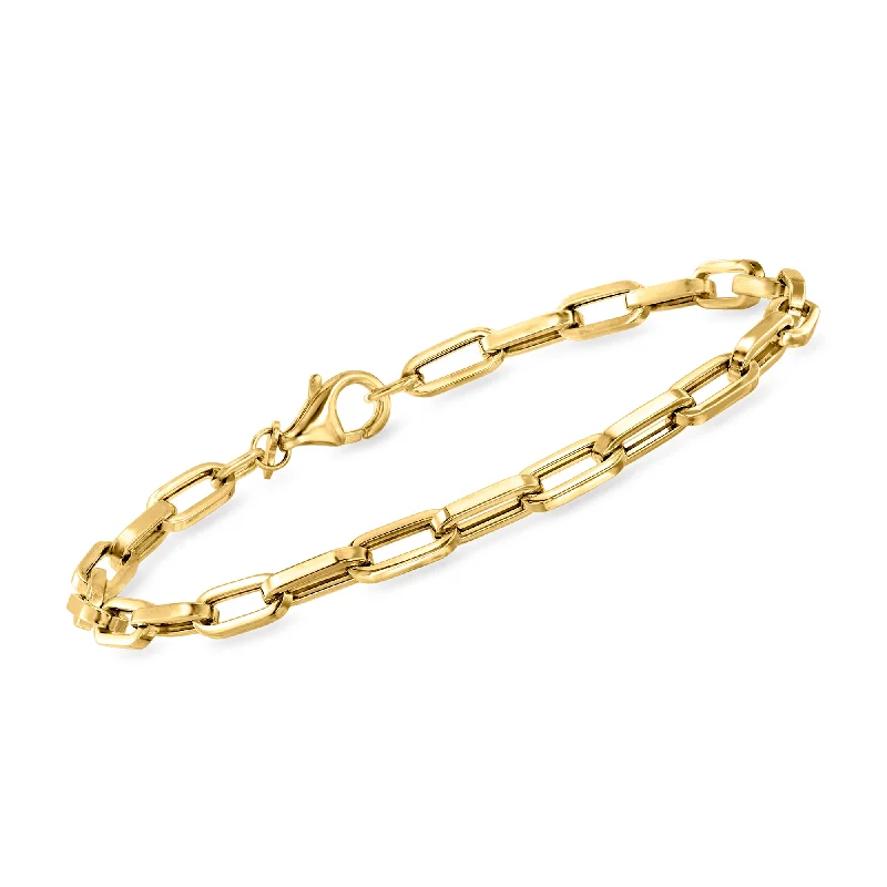 bohemian bracelets for women -Ross-Simons Italian 14kt Yellow Gold Paper Clip Link Bracelet