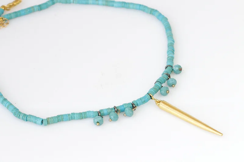 luxury diamond necklaces for women -affordable necklaces for women -GOLD TURQUOISE NECKLACE