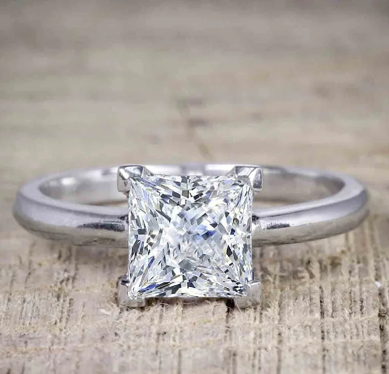 large solitaire engagement rings -large solitaire engagement rings -Best seller 1 Carat Princess Cut Moissanite Diamond Solitaire Engagement Ring in 10k White Gold