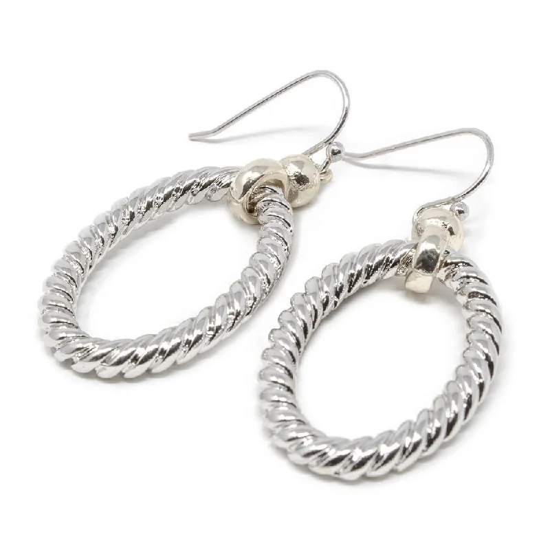 trendy ear climbers for women -trendy ear climbers for women -Two Tone Cable Link Drop Earrings