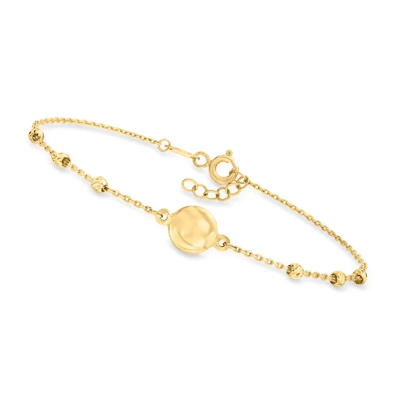 personalized engraved bracelets for women -Canaria 10kt Yellow Gold Circle Charm Bead Station Bracelet