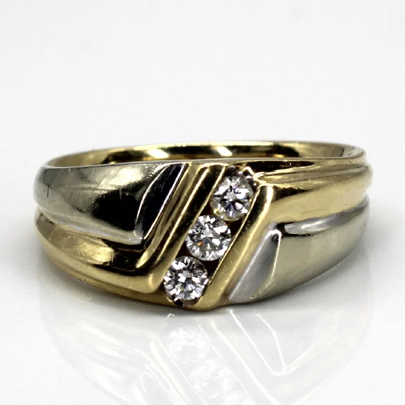 modern rings for women -Channel Set Diamond Two Tone Gold Ring | 0.45ctw | SZ 11 |