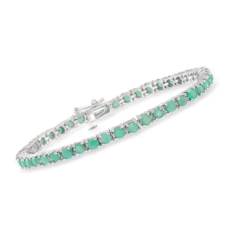 elegant tennis bracelets for women -Ross-Simons 6.60- Emerald Tennis Bracelet in Sterling Silver