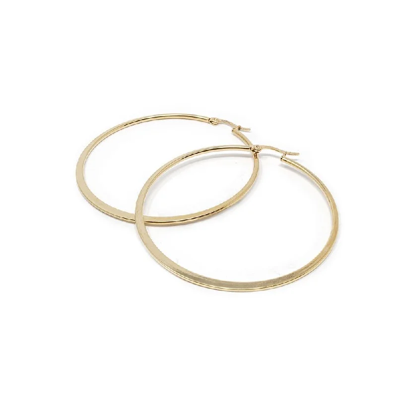 fashion gold earrings -luxury gemstone earrings for women -Stainless Steel 60MM Flat Hoop Earrings Gold Plated