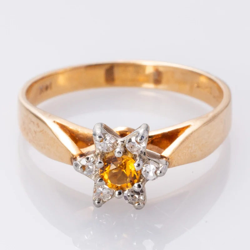 custom gold rings -14K Yellow and White Gold Citrine and Diamond Ring | 0.17ct, 0.15ctw | SZ 7.75 |