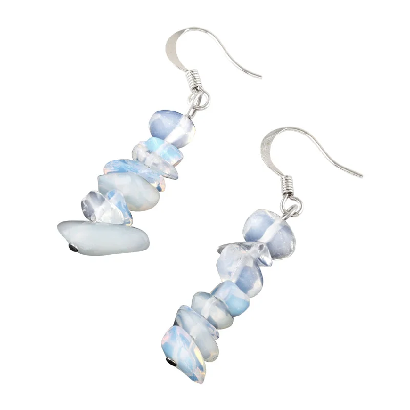 trendy stud earrings for women -gold hoop earrings for women -Opalite Chips Dangle Earrings