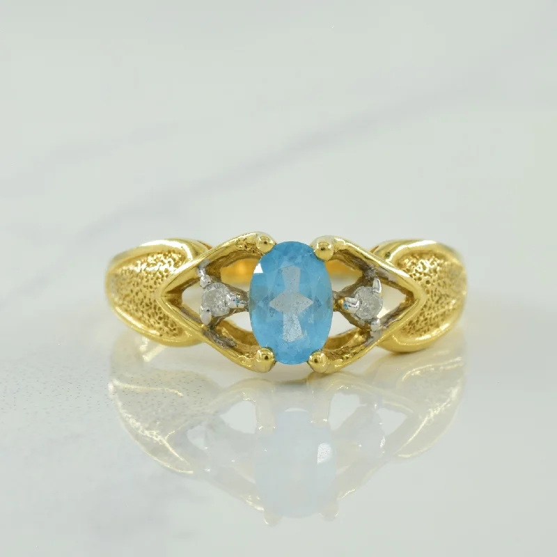 classic rings for women -Blue Topaz & Diamond Ring | 0.43ct, 0.04ctw | SZ 6 |