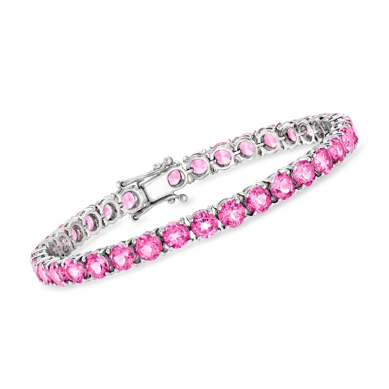 luxurious diamond bracelets -Ross-Simons Pink Topaz Tennis Bracelet in Sterling Silver