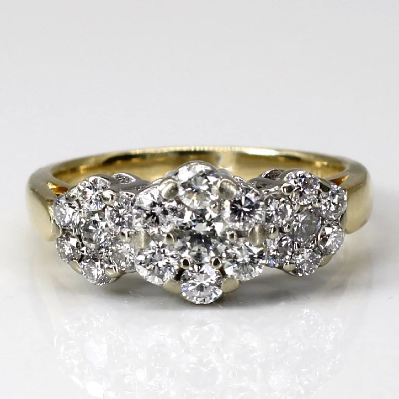 vintage engagement rings for women -Cluster Set Diamond Ring | 0.87ctw| SZ 6.5 |