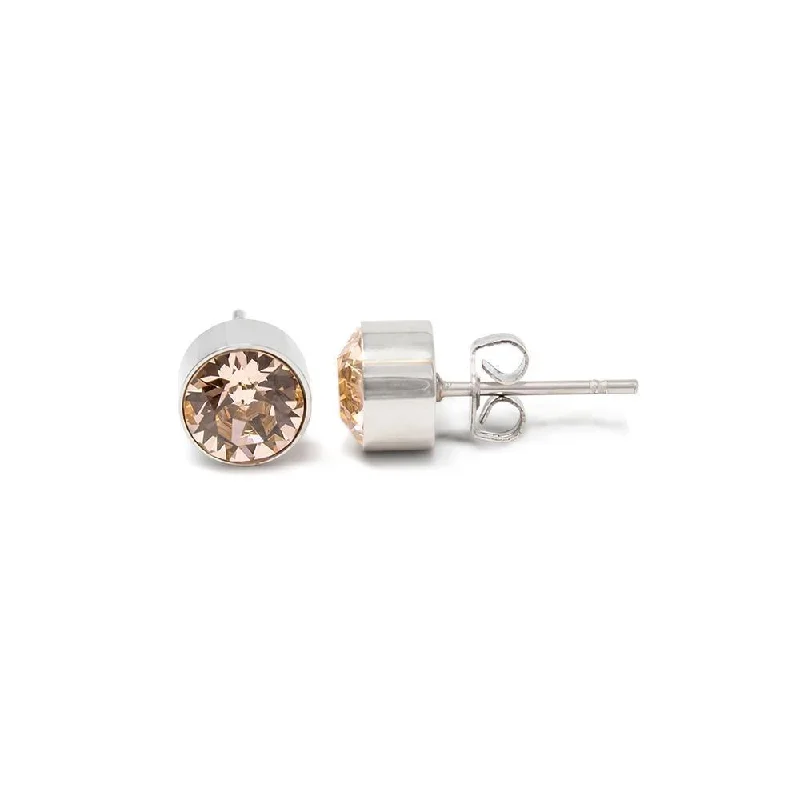 designer earrings for women -stud earrings for everyday wear -Stainless Steel Stud Earring November Birthstone