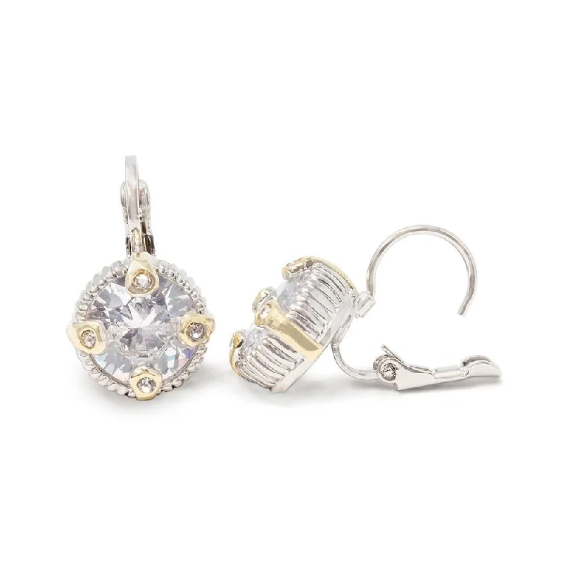 women’s vintage earrings -women’s vintage earrings -Earrings 2 Tone Round CZ