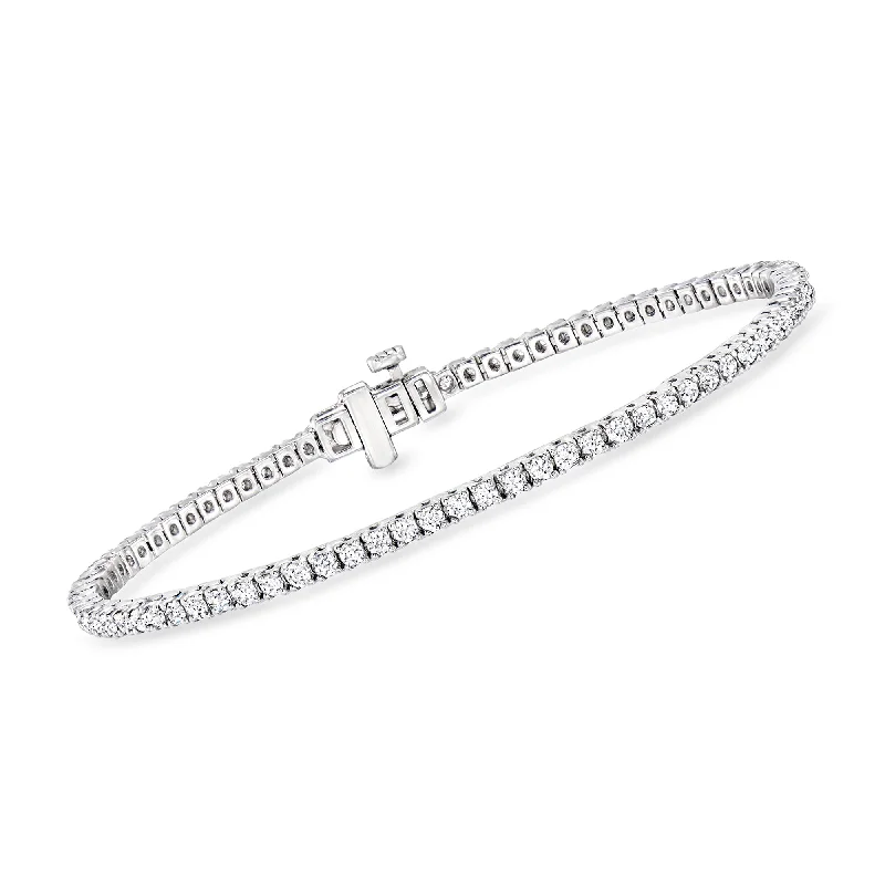 bangle bracelets for women -Ross-Simons Lab-Grown Diamond Tennis Bracelet in Sterling Silver