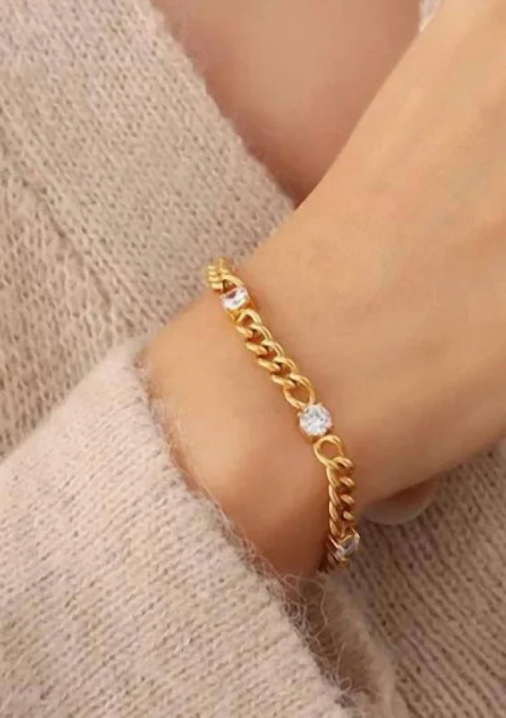 personalized bangle bracelets -18K Gold Plated Cz Cuban Bracelet