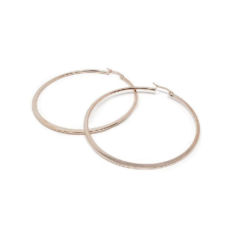 gold earrings for women -silver earrings for women -Stainless Steel 60MM Flat Hoop Earrings Rose Gold Plated