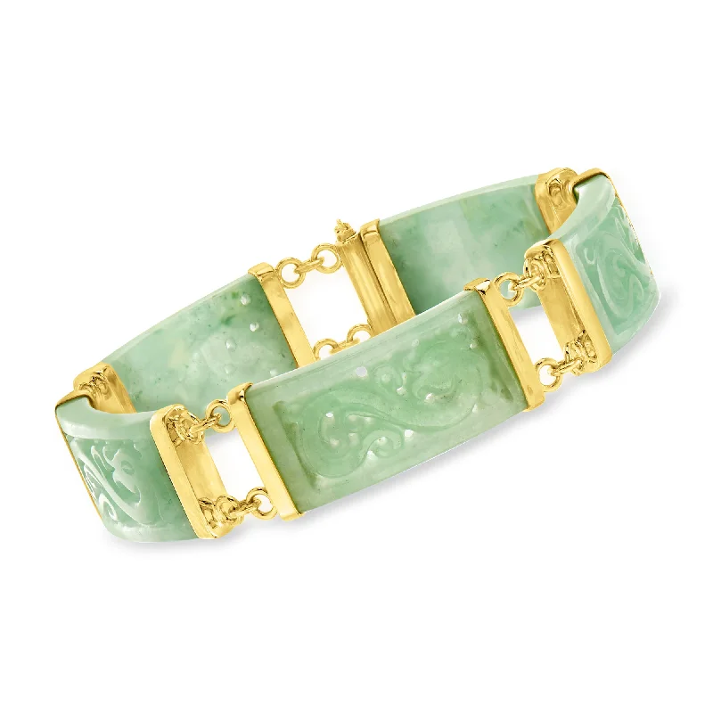 bangles with diamonds for women -Ross-Simons Jade Dragon Bracelet With 18kt Gold Over Sterling