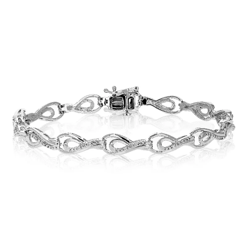 women’s bangles with gemstones -1/8 cttw Lab Created Diamond Tennis Bracelet Sterling Silver Prong 7.25 Inch