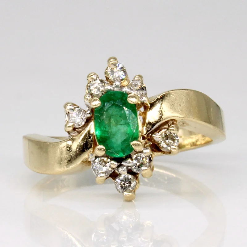 bold rings for women -Emerald & Diamond Ring | 0.35ct, 0.20ctw | SZ 6.25 |