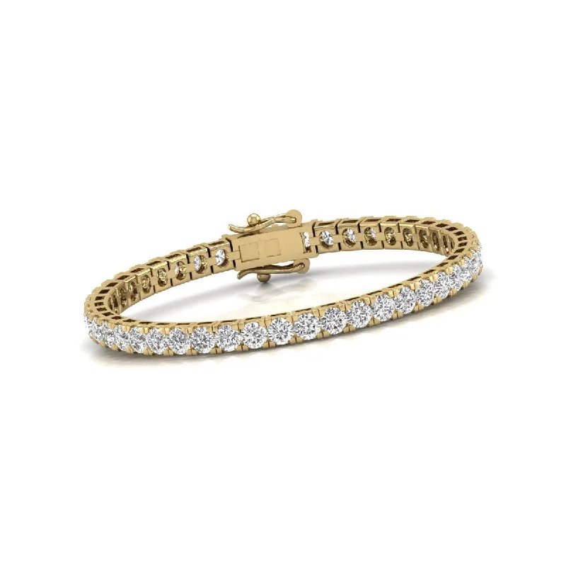 trendy bangle bracelets -Diana M Lab 9 Carat TW Diamond Tennis Bracelet in 14K YELLOW Gold