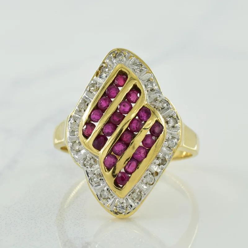 sterling silver rings for women -Ruby & Diamond Cocktail Ring | 0.60ctw, 0.09ctw | SZ 6.75 |