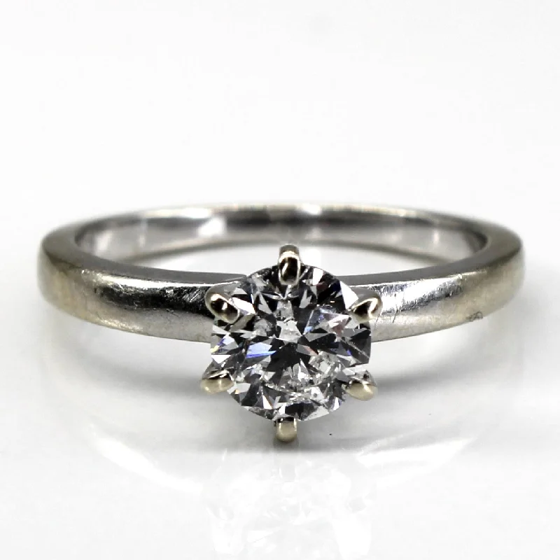 custom gold rings -Six Prong Solitaire Diamond Engagement Ring | 0.87ct I1 H | SZ 6.5 |