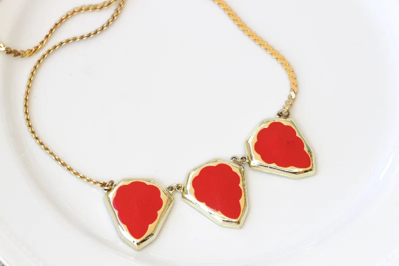 symbolic necklaces for women -stylish crystal necklaces for women -RED ENAMEL NECKLACE