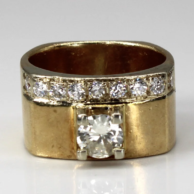 men’s and women’s matching rings -Diamond Wide Gold Band | 0.87ctw | SZ 5.5 |