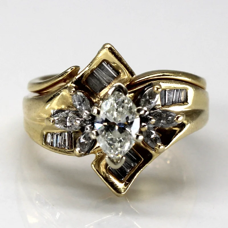 romantic rings for women -Bypass Multi Diamond Gold Ring | 0.70ctw | SZ 5 |