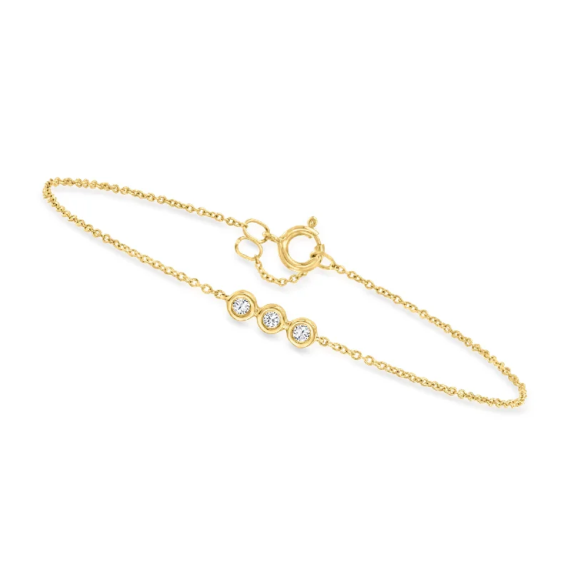 charm bracelets for women -Canaria Bezel-Set Diamond Trio Bracelet in 10kt Yellow Gold