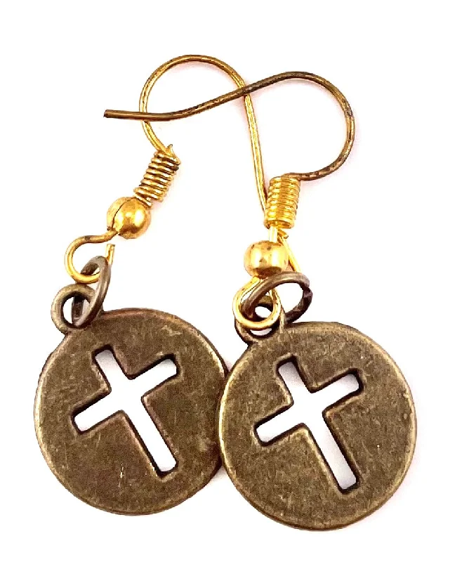 women’s vintage earrings -women’s vintage earrings -Circle Cross Earrings