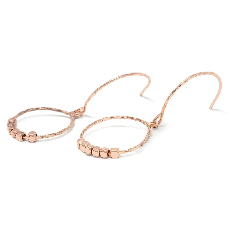 fancy earrings for women -trendy gold earrings for women -Circle Drop Earrings Rose Gold Tone