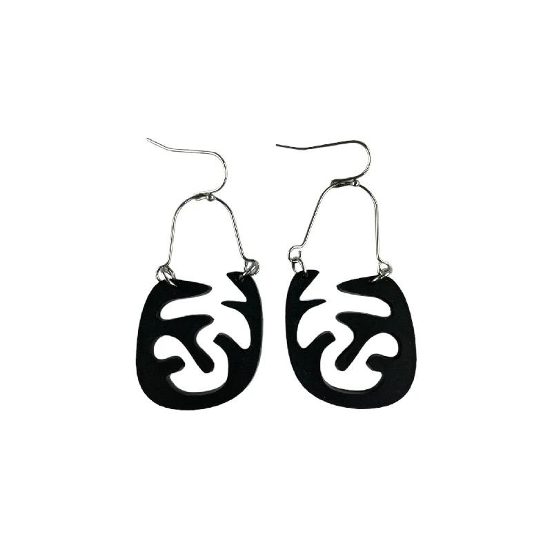 silver hoop earrings for women -small earrings for women -SMALL BLOCK PRINT CUTOUT EARRINGS