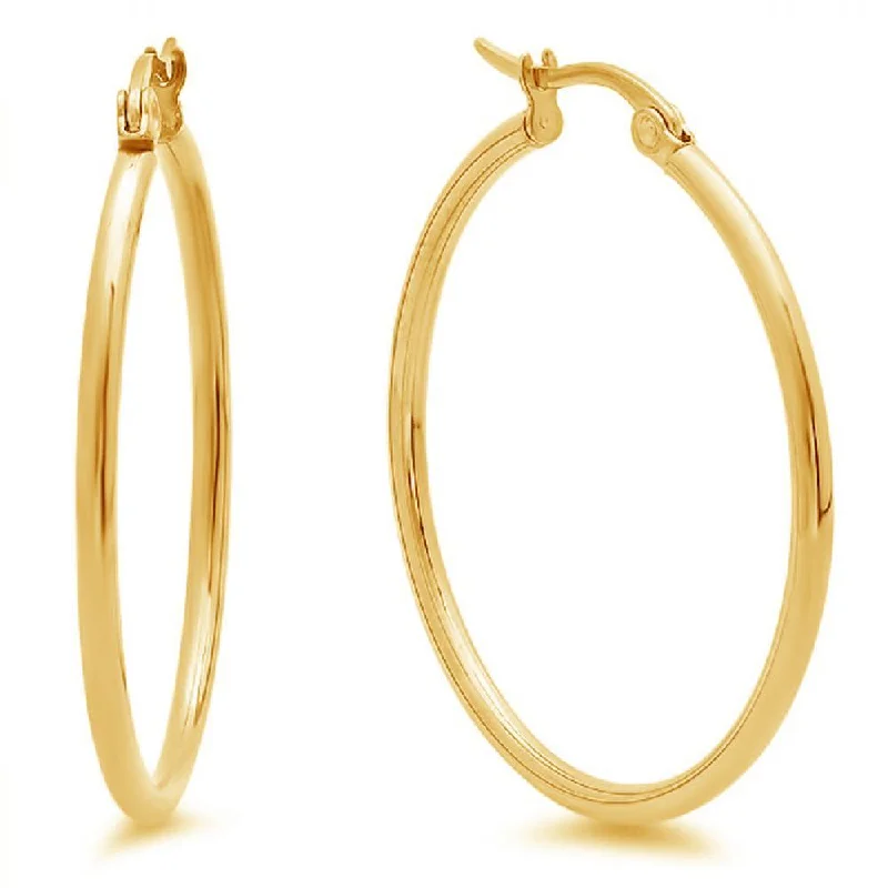 large hoop earrings -classic pearl earrings for women -Stainless Steel 30MM Hoop Earrings Gold Plated