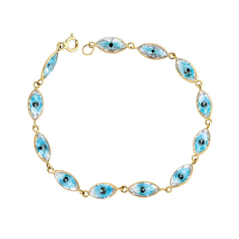 elegant crystal bracelets for women -Evil Eyes Marquise Bracelet Yellow Gold