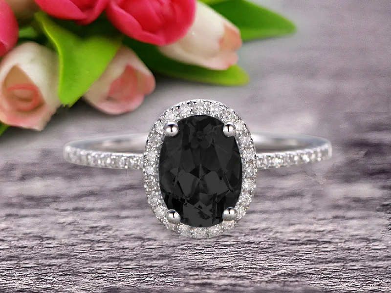 wedding ring sets for women -wedding ring sets for women -1.50 Carat Oval Cut Black Diamond Moissanite Engagement Ring Wedding Anniversary Gift On 10k White Gold