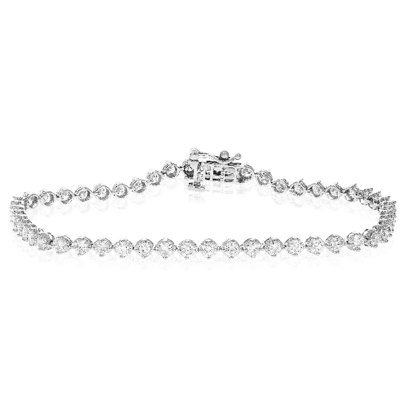 luxurious diamond bracelets -1 cttw 84 Stones Round Diamond Bracelet 14K White Gold Prong Set 7 Inch