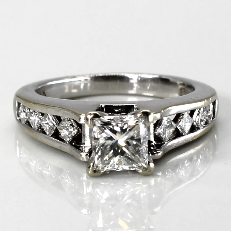 modern rings for women -Princess Diamond with Accents Engagement Ring | 1.40ctw VS2 G/H | SZ 5 |