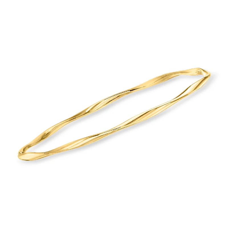 elegant gold bangles for women -Ross-Simons Italian 14kt Yellow Gold Twisted Bangle Bracelet