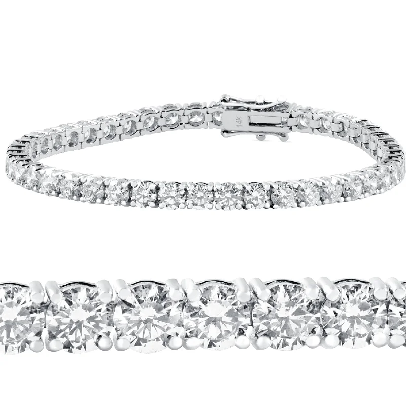 personalized bangles for women -10 ct Diamond Tennis Bracelet 14k White Gold 7" Double Lock Clasp