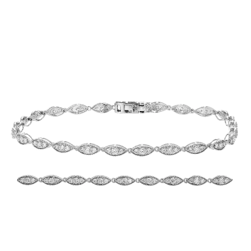 stackable bangles for women -1 cttw Diamond Tennis Bracelet 10K White Gold Round Prong Set 7 Inch