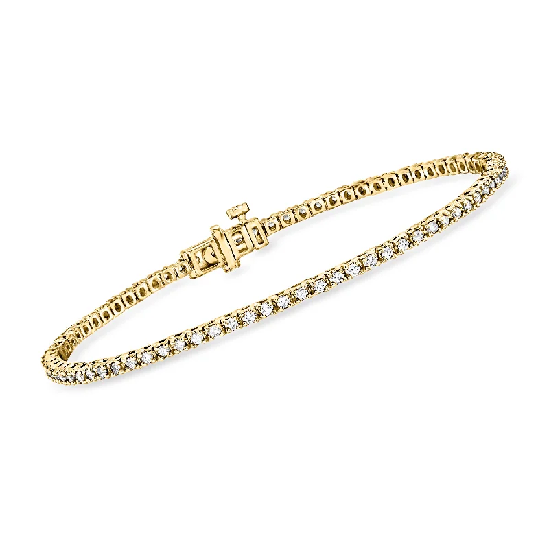 gold cuff bracelets for women -Ross-Simons Lab-Grown Diamond Tennis Bracelet in 18kt Gold Over Sterling