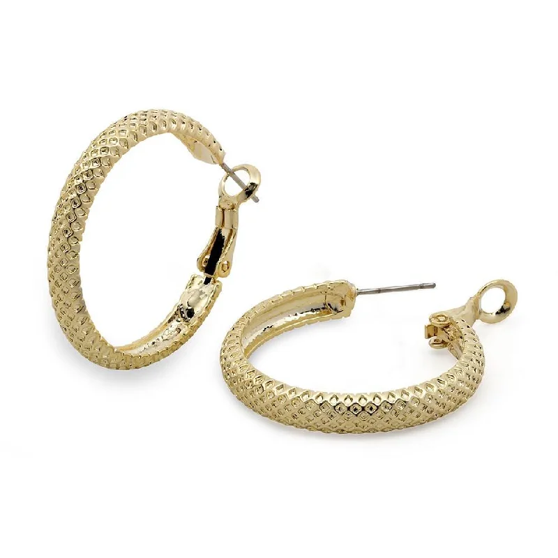 geometric earrings for women -silver hoop earrings for women -Woven Texture Hoop Earrings Gold Pl